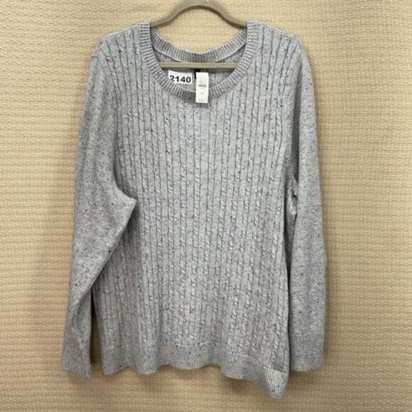 NWT Talbots Gray Cable Knit Long Sleeve CrewNeck Sweater Women Plus Size 3X - Picture 10 of 11